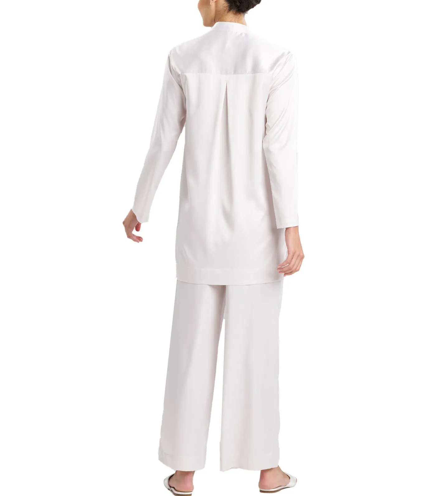 Glamour Mandarin Tunic Sleepshirt Off White