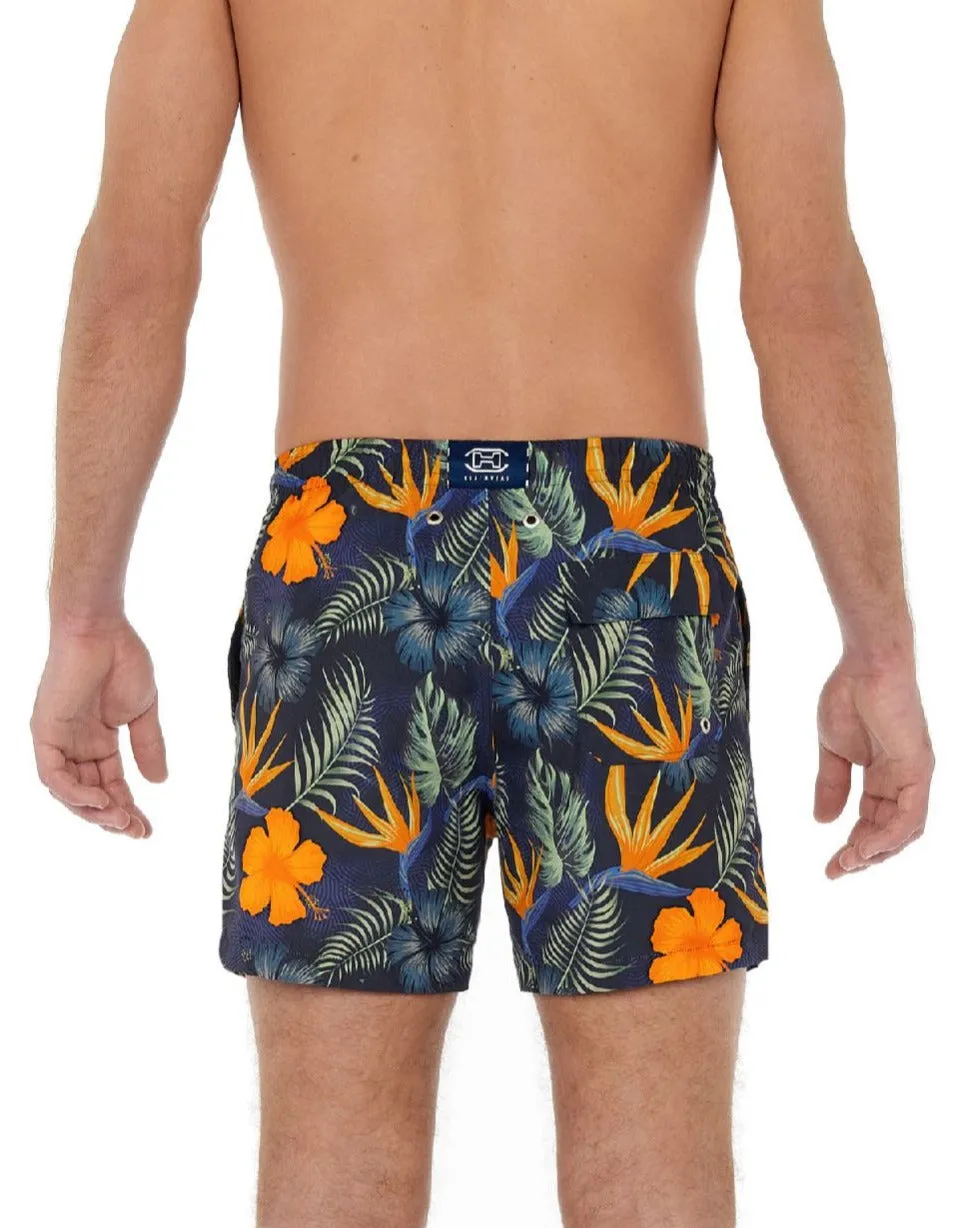 ID70551-Hom "Tiki" Navy Floral Beach Short