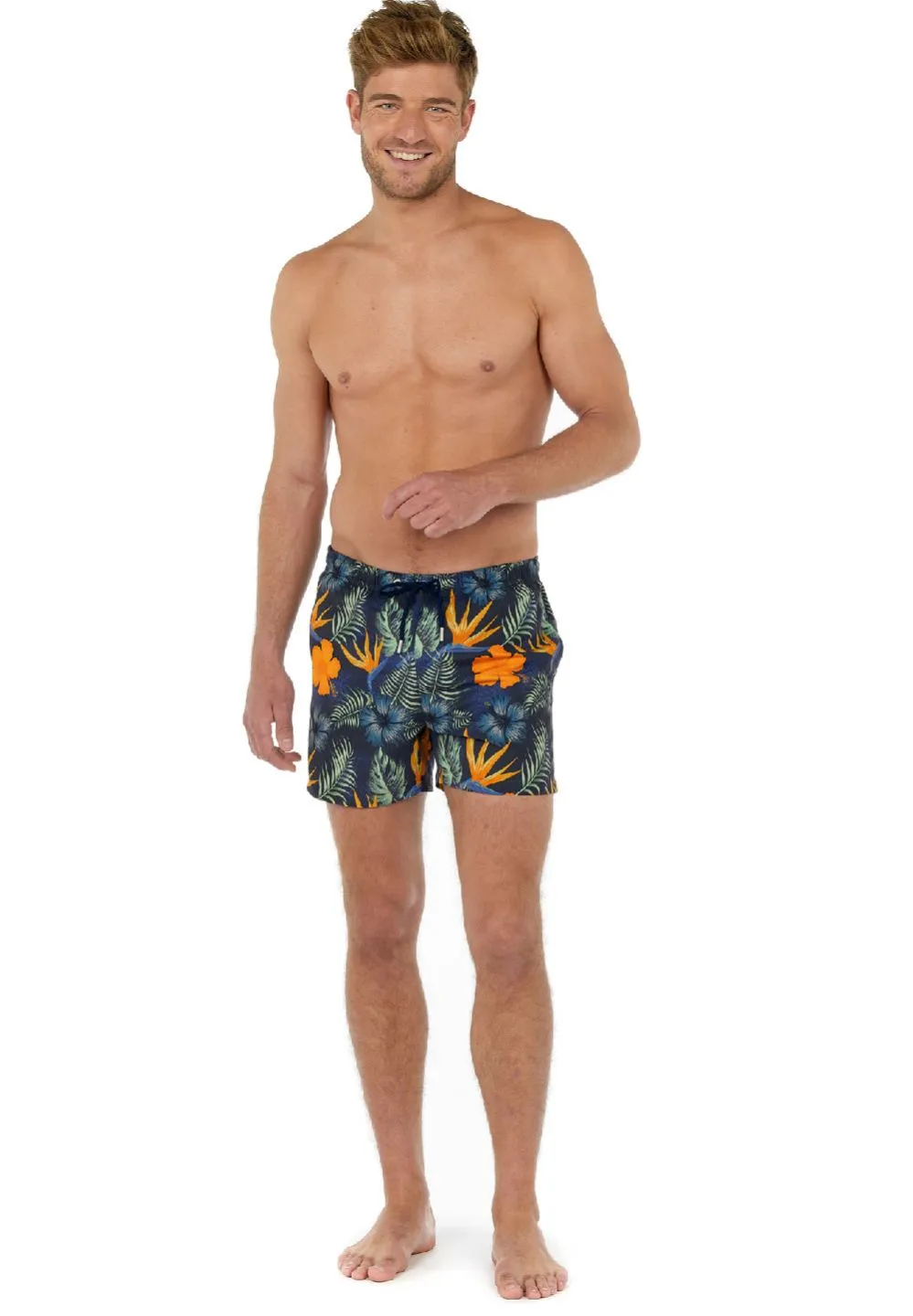 ID70551-Hom "Tiki" Navy Floral Beach Short
