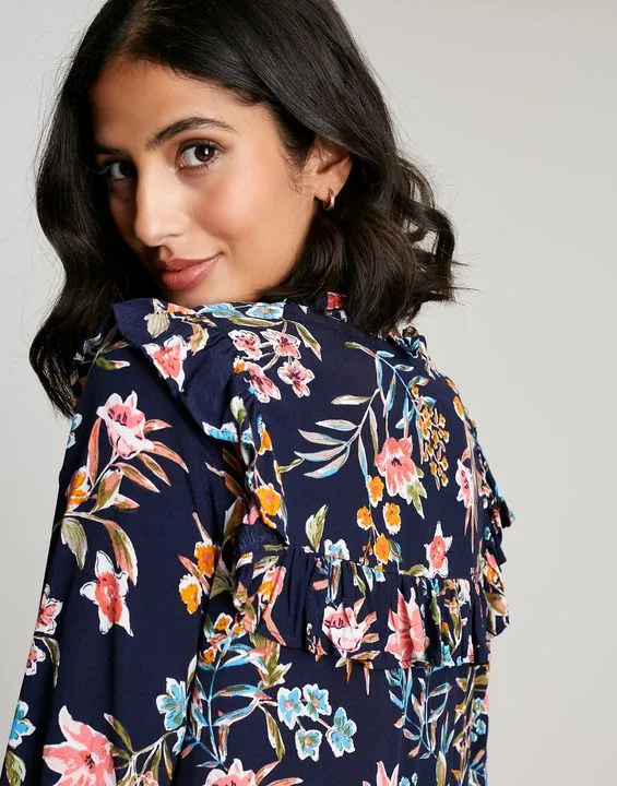 Joules Ruby Keyhole Frill Tiered Tunic