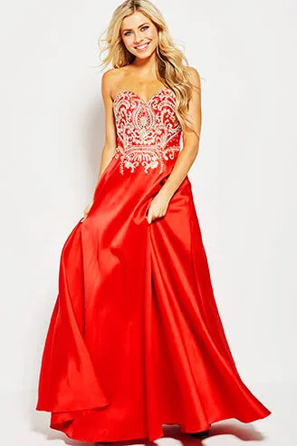 Jovani JVN50070 Size 00 Royal Blue Strapless A Line Prom Dress Embroidered Formal Gown