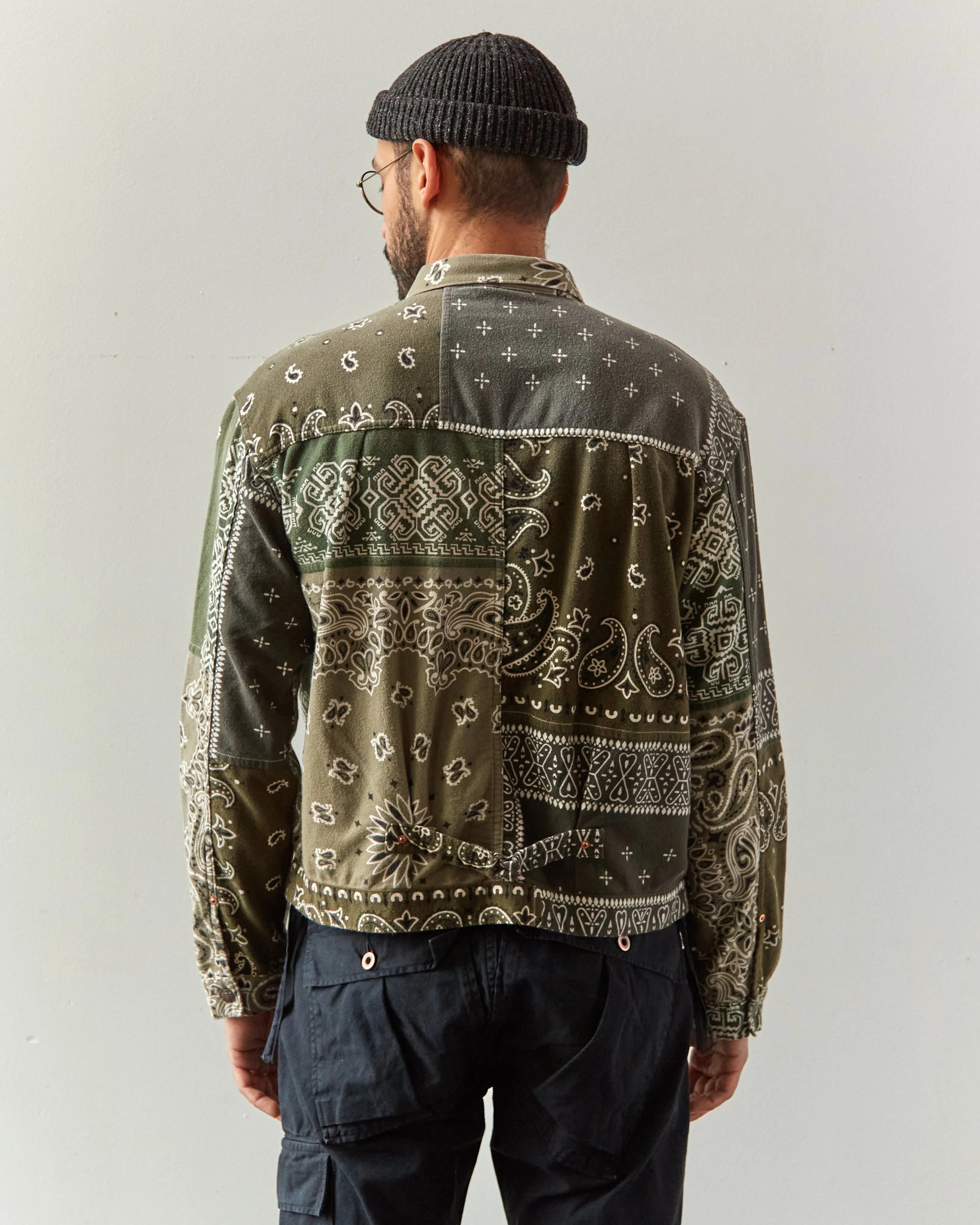 Kapital Flannel Reversible Bandana 1st Jacket, Khaki/Orange