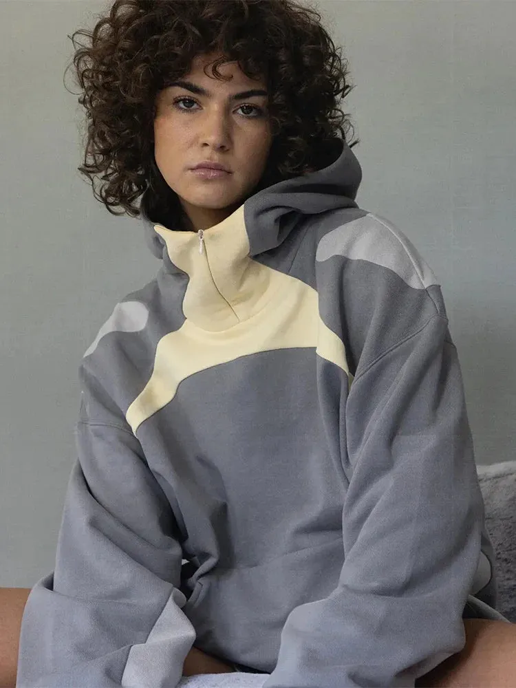 Kreativer Y2K Hoodie im Patchwork-DesignLässig Übergröße