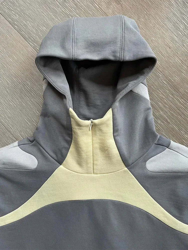 Kreativer Y2K Hoodie im Patchwork-DesignLässig Übergröße