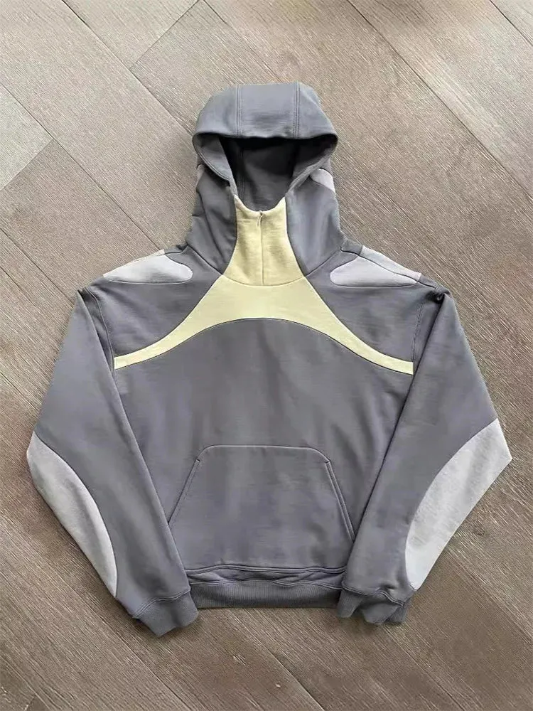 Kreativer Y2K Hoodie im Patchwork-DesignLässig Übergröße