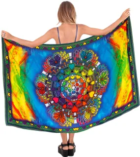 La Leela Soft Light Tie Slit Aloha Bali Women Sarong Digital 78"X39" Multi_4913