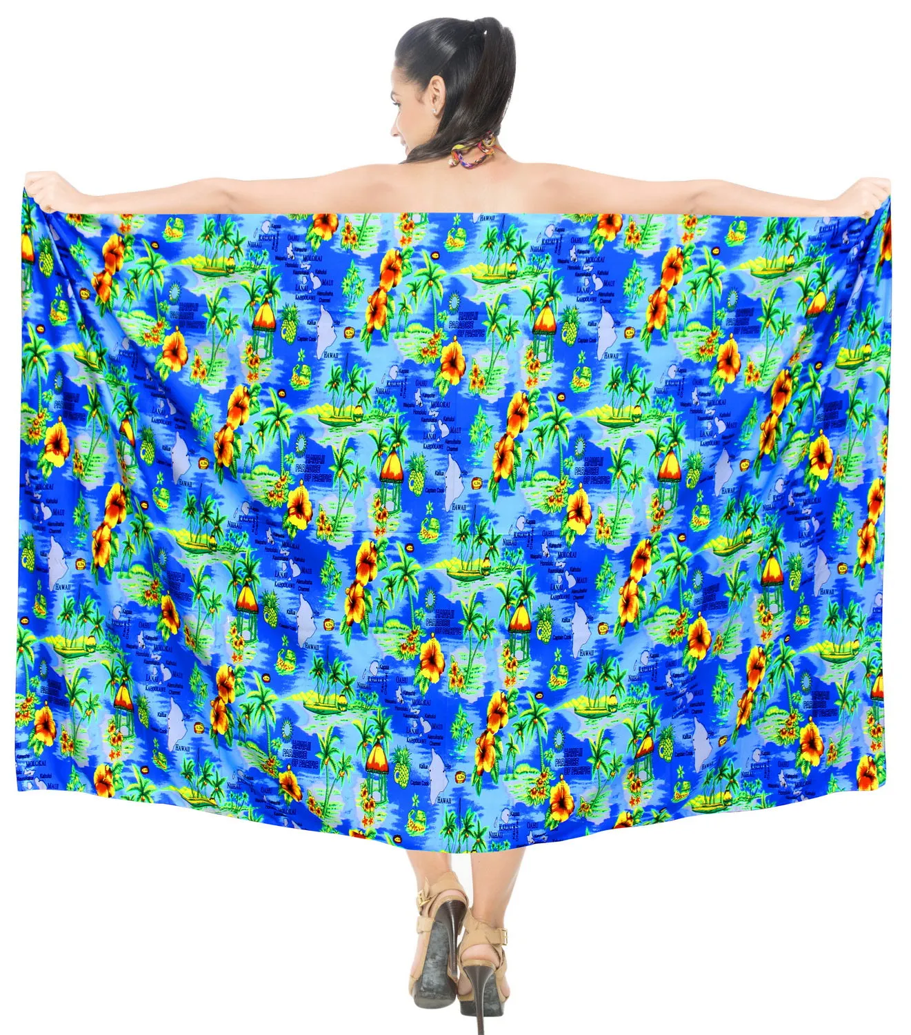LA LEELA Women's Beachwear Bikini Wrap Cover up Swimsuit Dress Sarong 1 ONE Size