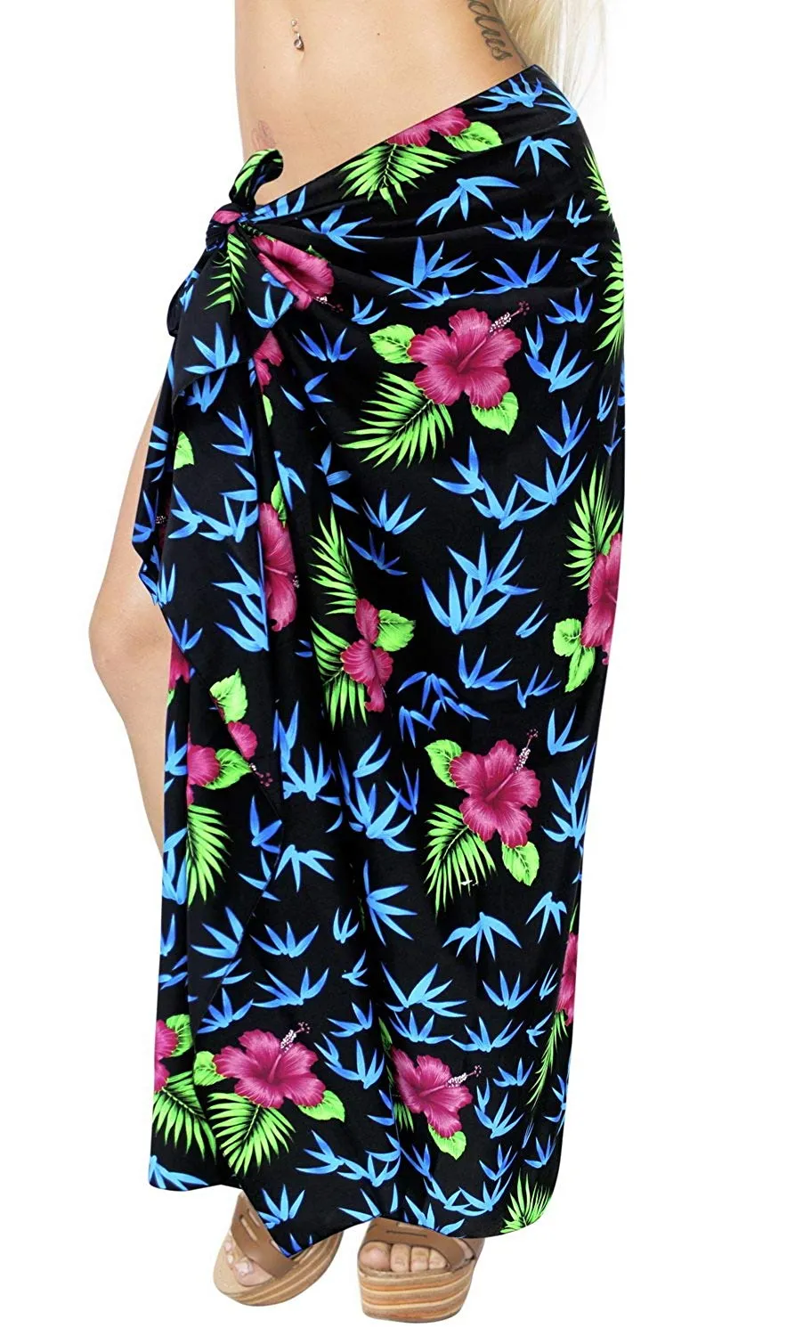 LA LEELA Women's Beachwear Bikini Wrap Cover up Swimsuit Dress Sarong 1 ONE Size
