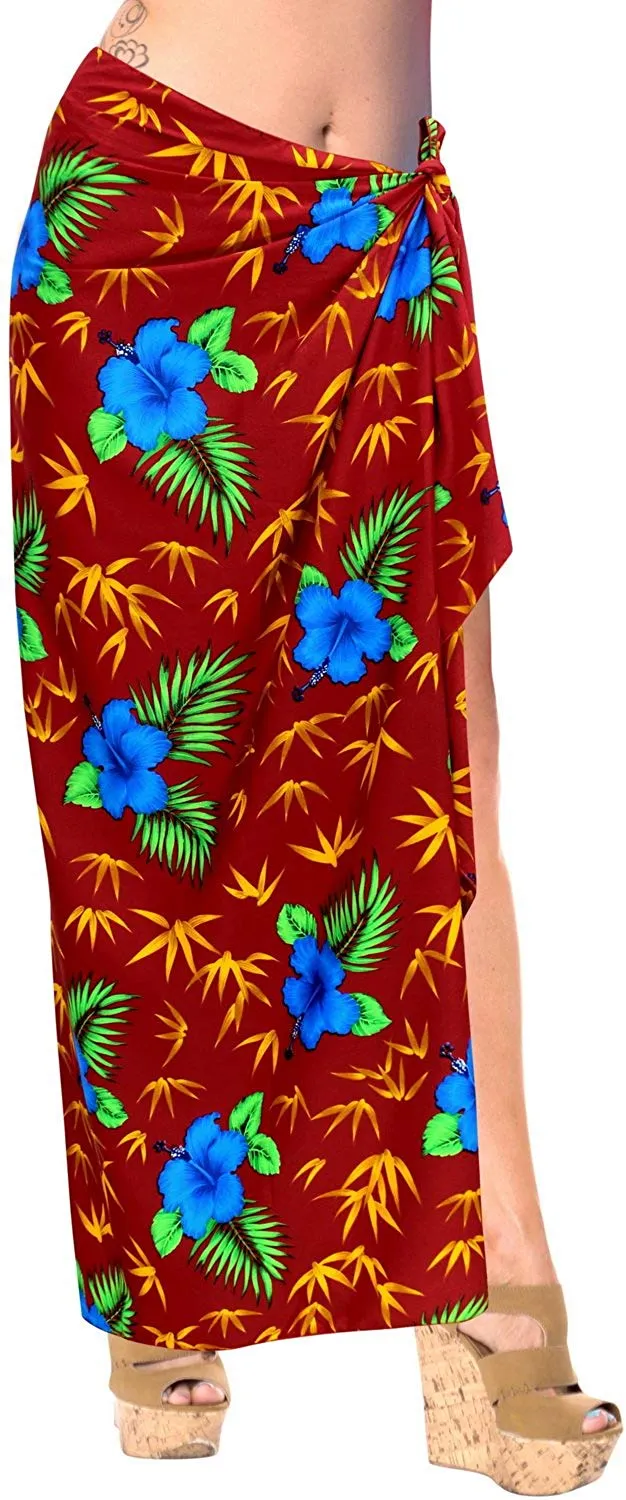 LA LEELA Women's Beachwear Bikini Wrap Cover up Swimsuit Dress Sarong 1 ONE Size