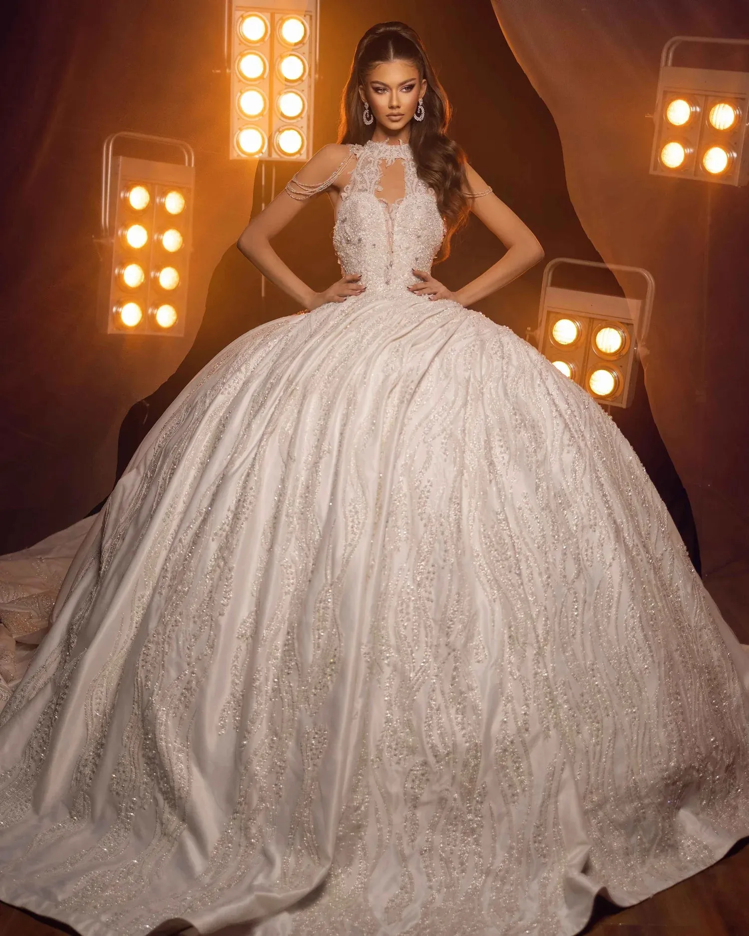 Madilynn Strapless High Neck  Wedding Dress