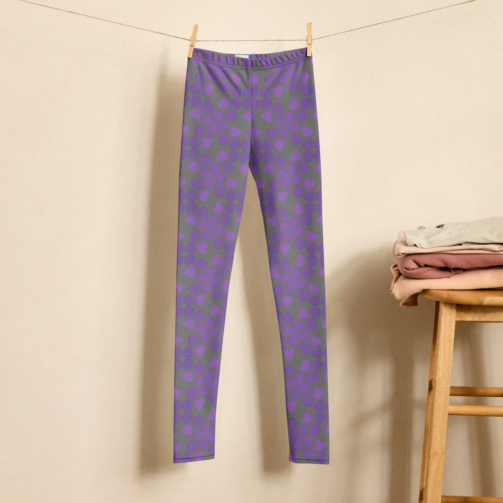 People and Grey Heart Youth Leggings Dance Gym Yoga Fashion