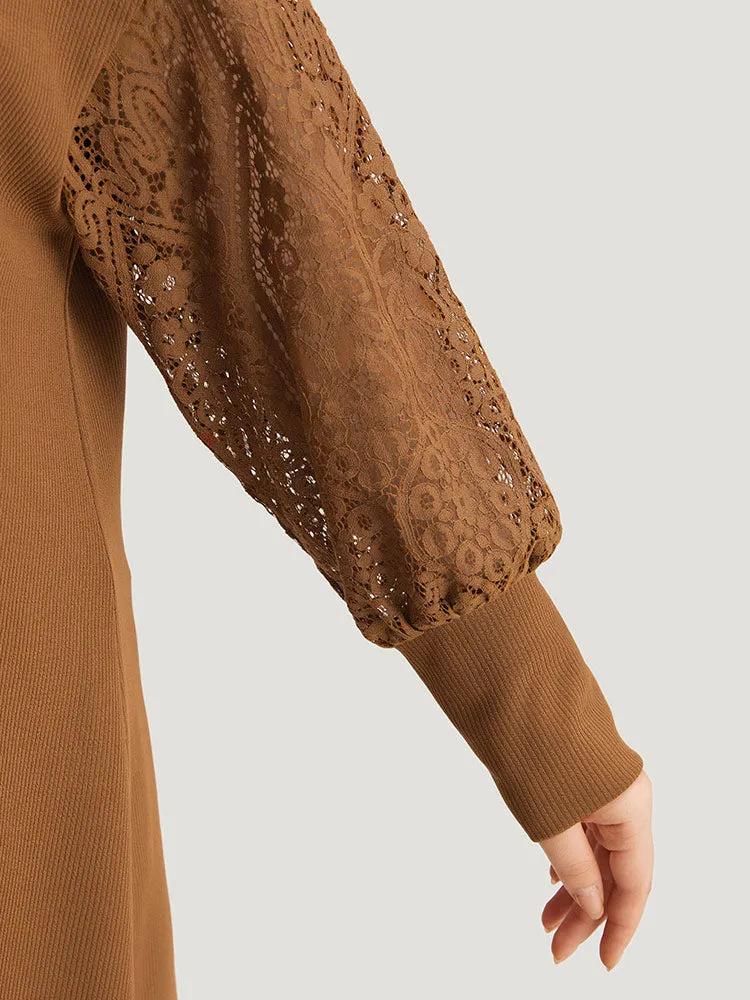 Plain Patchwork Lace Open Front Kimono