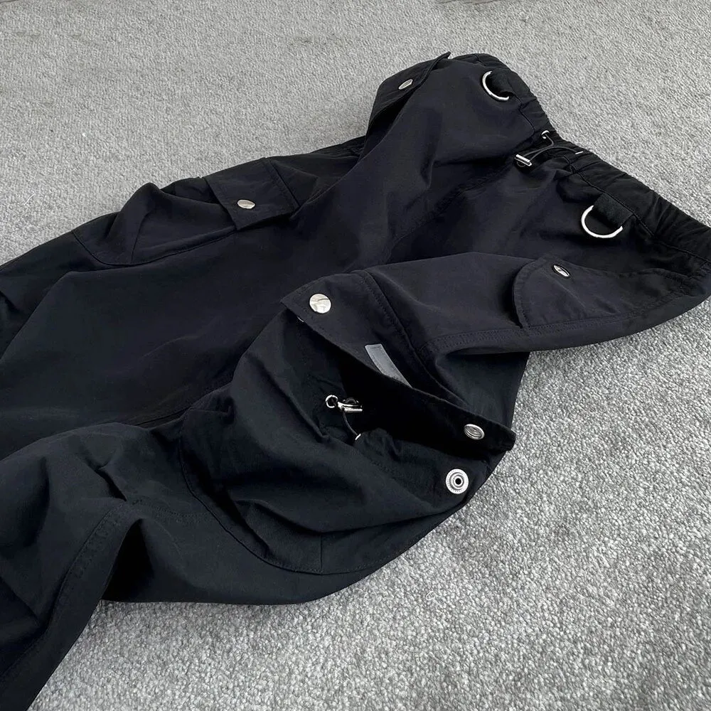 Pre Order:  Multi-Pocket Drawstring Back Split Skirt