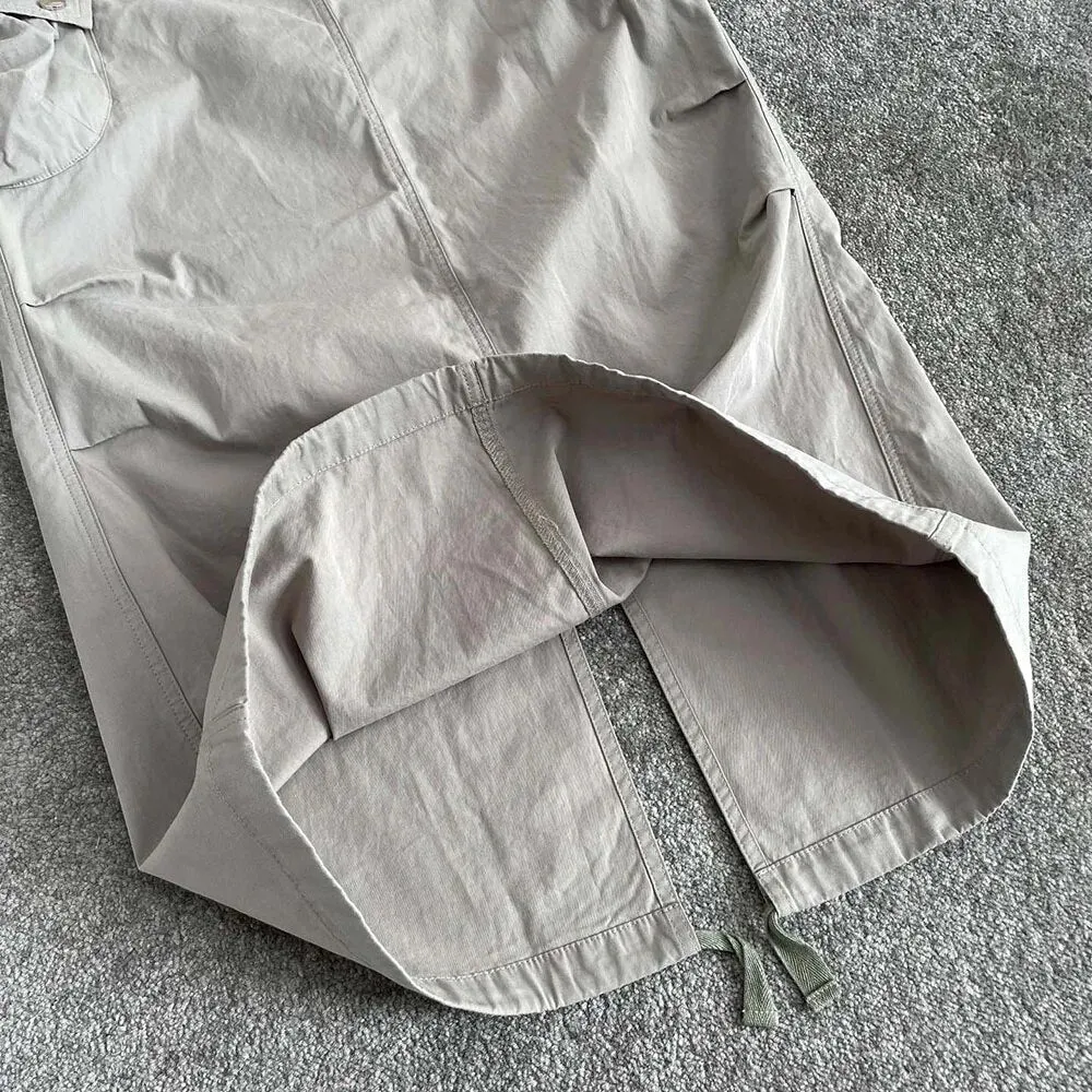 Pre Order:  Multi-Pocket Drawstring Back Split Skirt