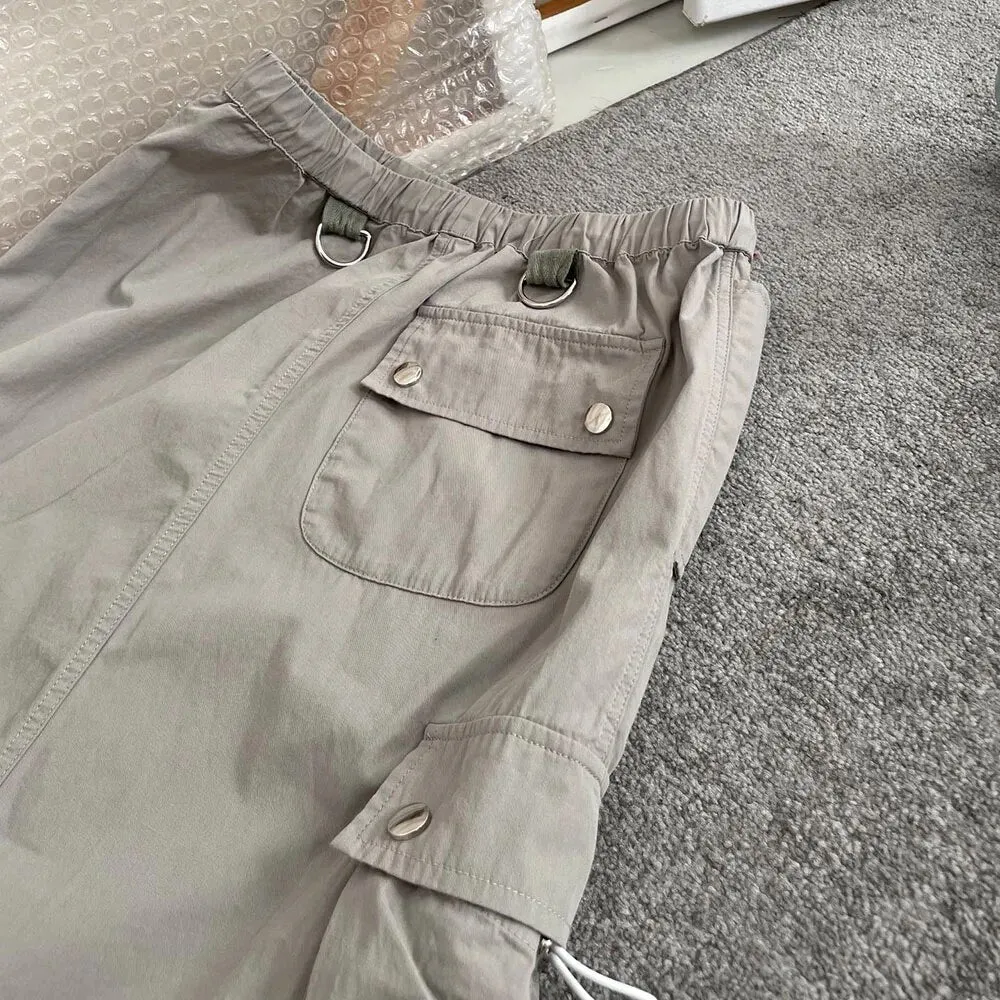 Pre Order:  Multi-Pocket Drawstring Back Split Skirt