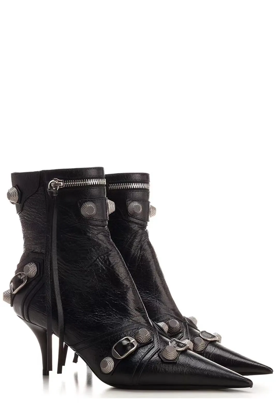 Punk Ankle Boots Pointed Toe High Heel Booties for Women