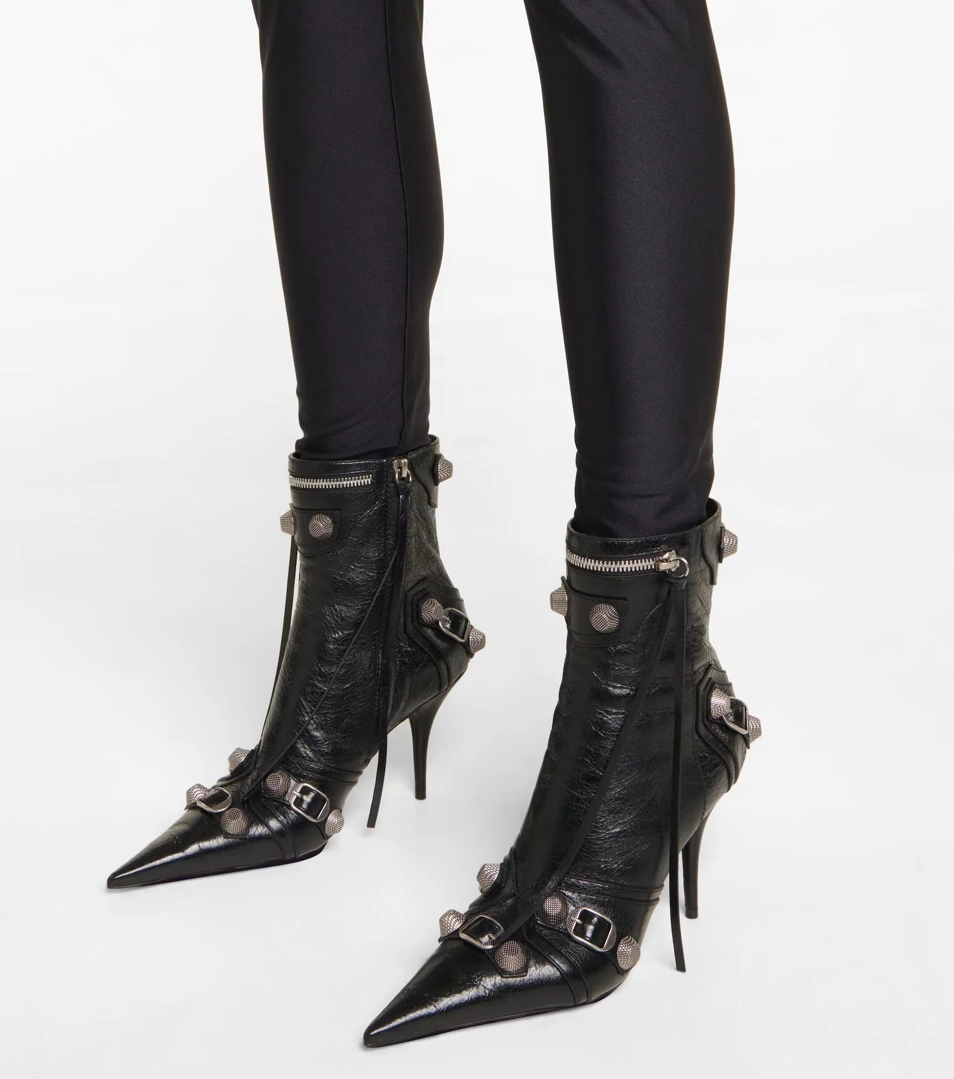 Punk Ankle Boots Pointed Toe High Heel Booties for Women