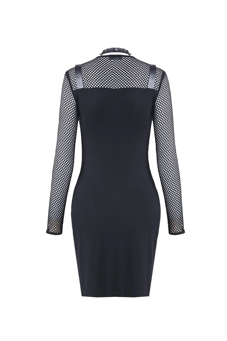Punk metal studded mesh midi dress DW204