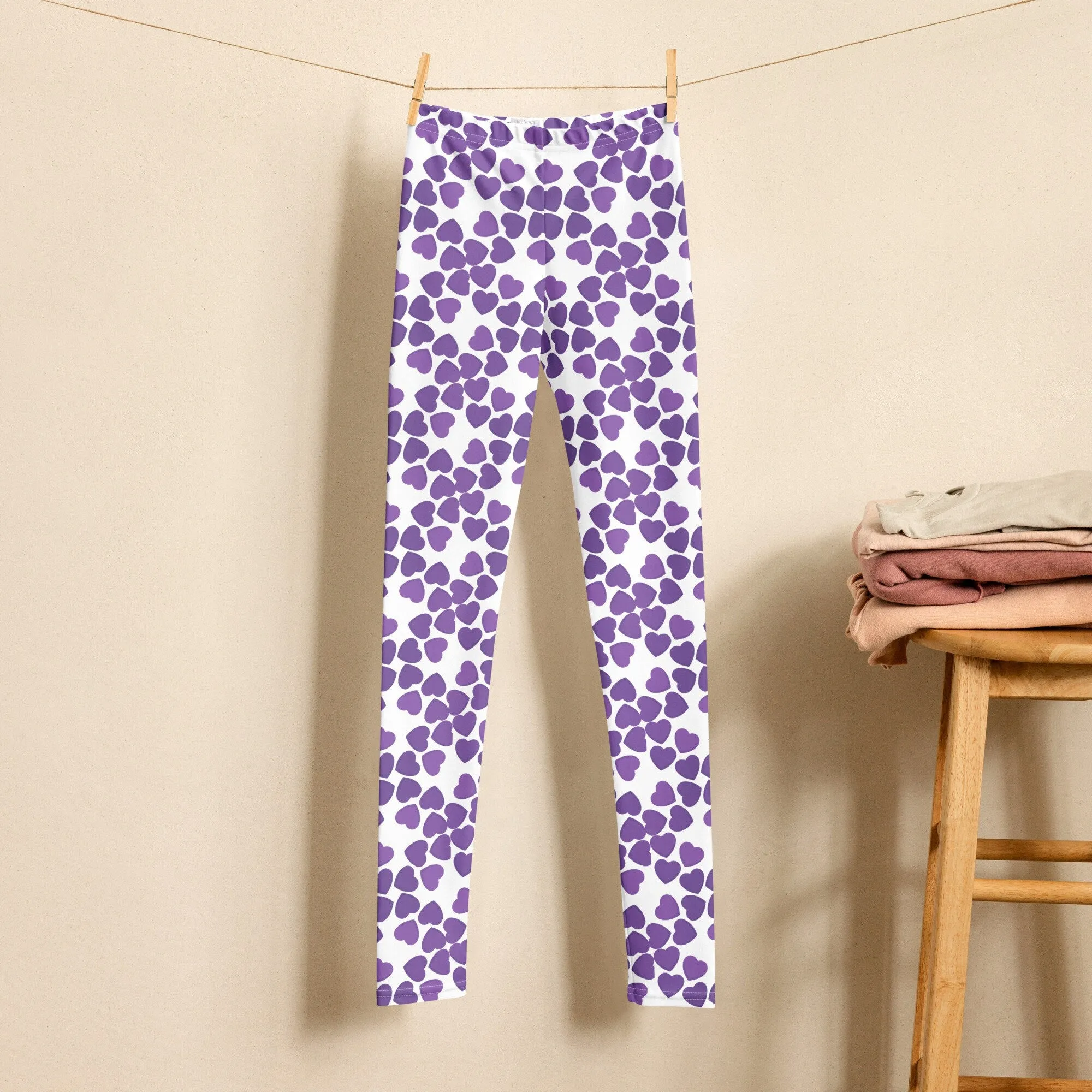 Purple Hearts Youth Leggings Dance Gym Yoga Fashion