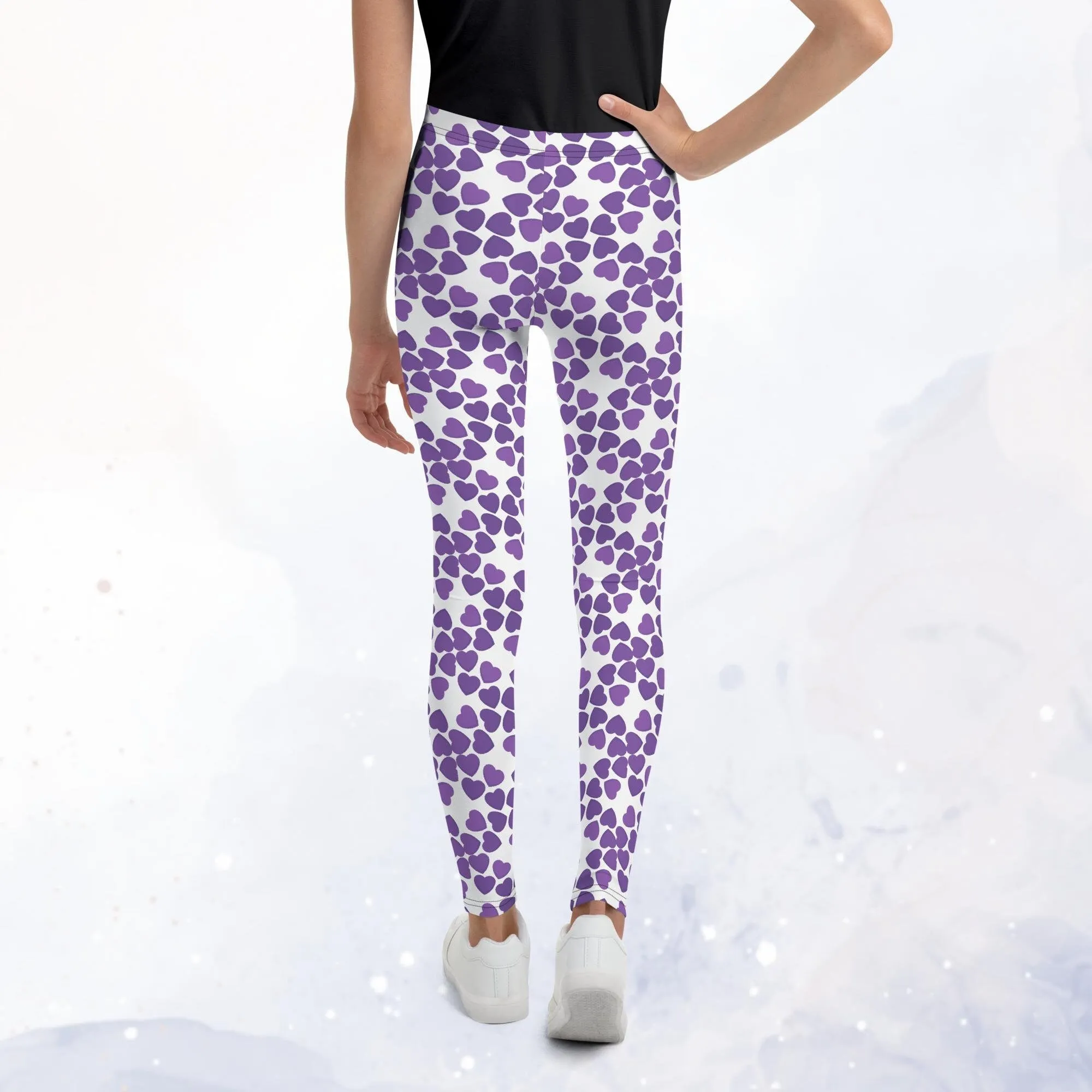 Purple Hearts Youth Leggings Dance Gym Yoga Fashion