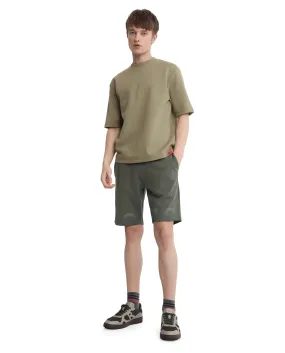 Rare Rabbit Men's Lets Dusky Green Drawstring Closure Hd Print Shorts