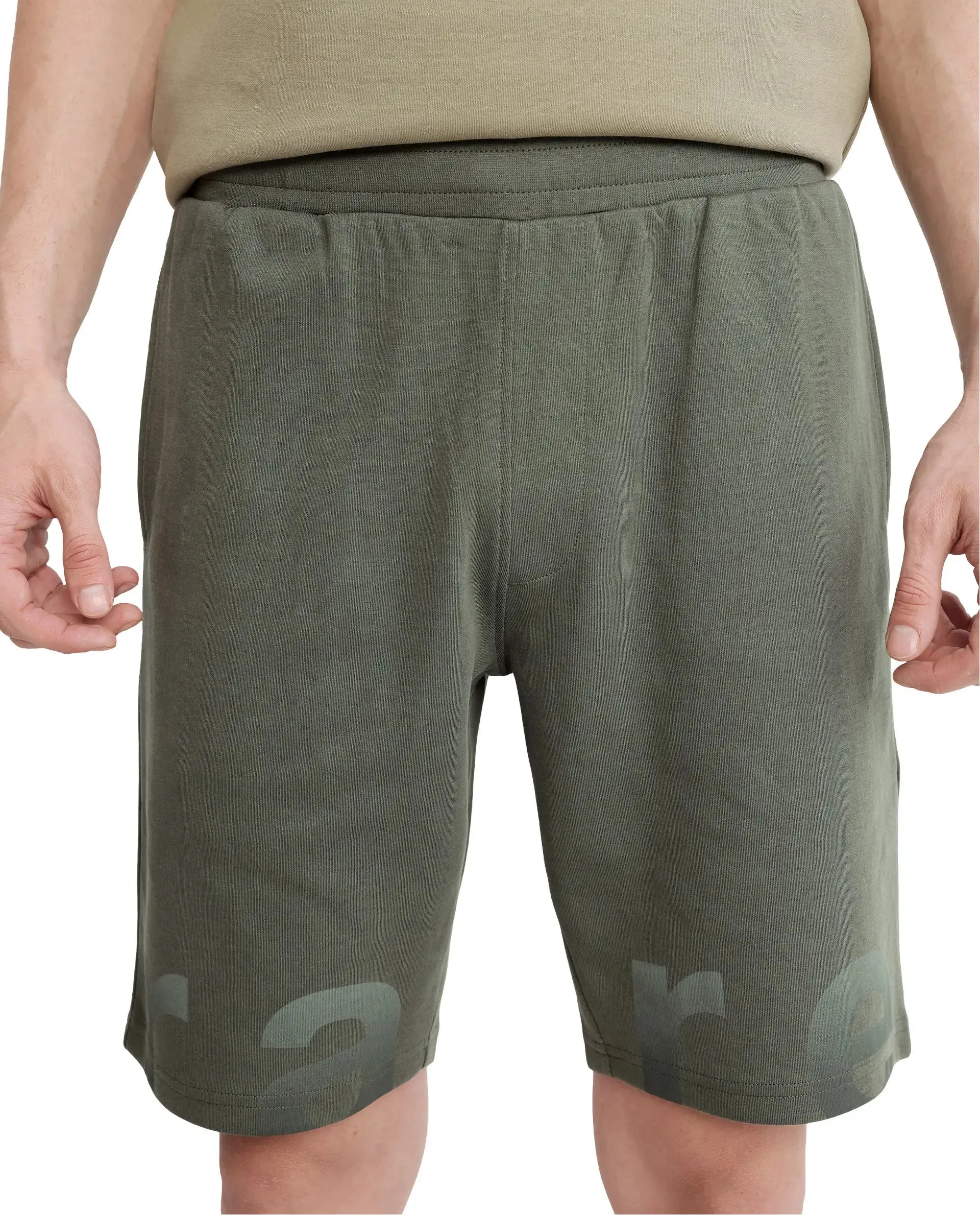 Rare Rabbit Men's Lets Dusky Green Drawstring Closure Hd Print Shorts
