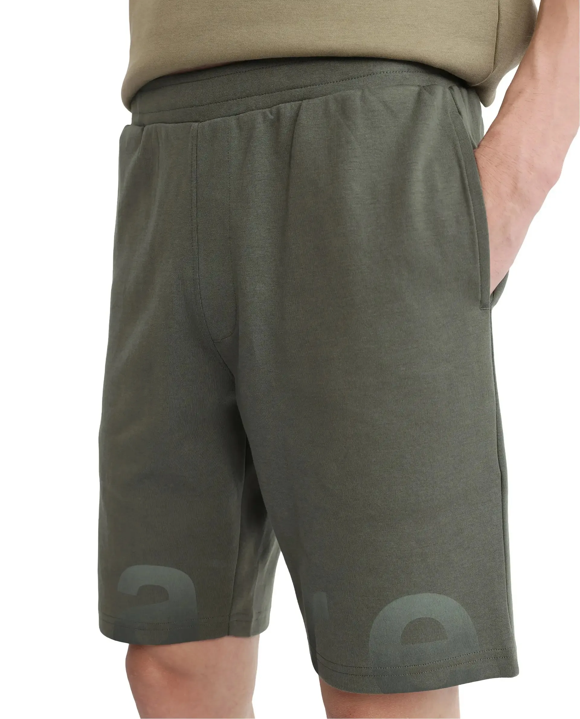 Rare Rabbit Men's Lets Dusky Green Drawstring Closure Hd Print Shorts