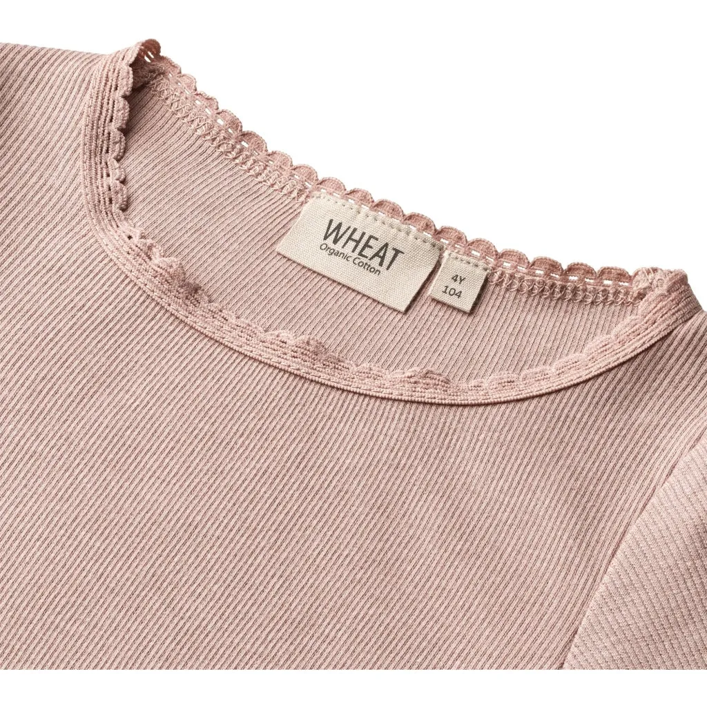 Rib T-Shirt Lace LS - rose