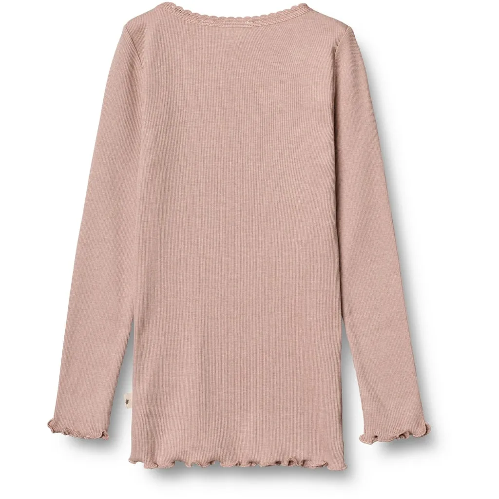 Rib T-Shirt Lace LS - rose