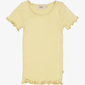 Rib T-Shirt Lace SS - yellow dream
