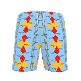 #s113 cnl swim shorts gun print blue/yello, red