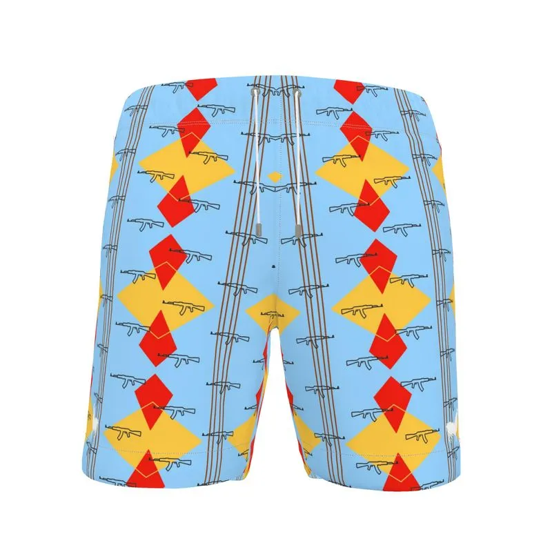 #s113 cnl swim shorts gun print blue/yello, red