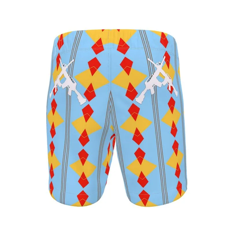 #s113 cnl swim shorts gun print blue/yello, red