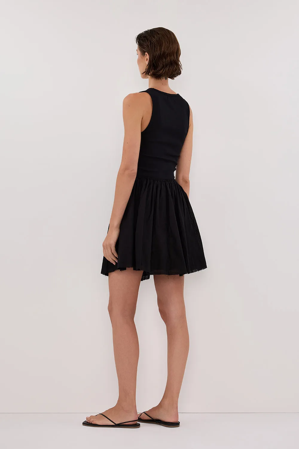 SIA BLACK DRAWSTRING MINI SKIRT
