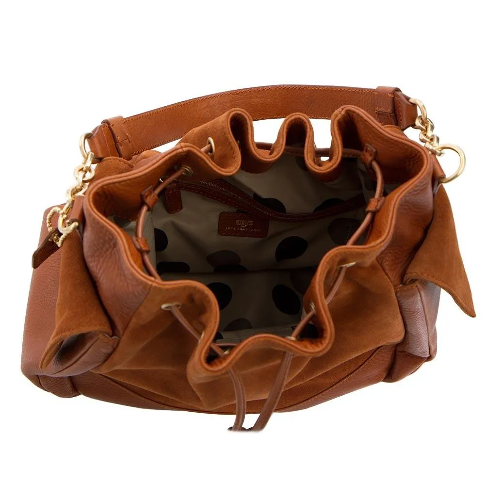 Soho Suede/Leather Large Drawstring Bag - Purple