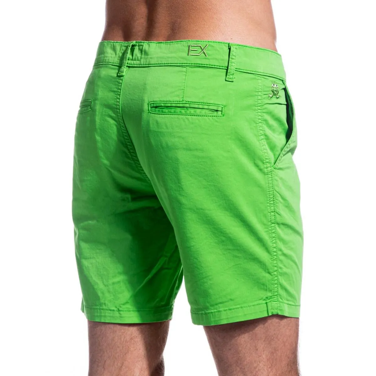 Solid Lime Green Cotton Shorts by EightX