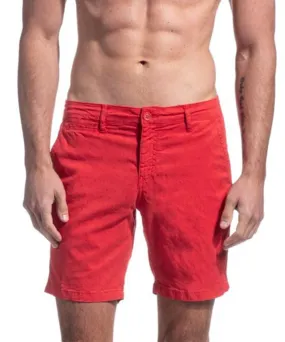 Solid True Red Cotton Shorts by EightX