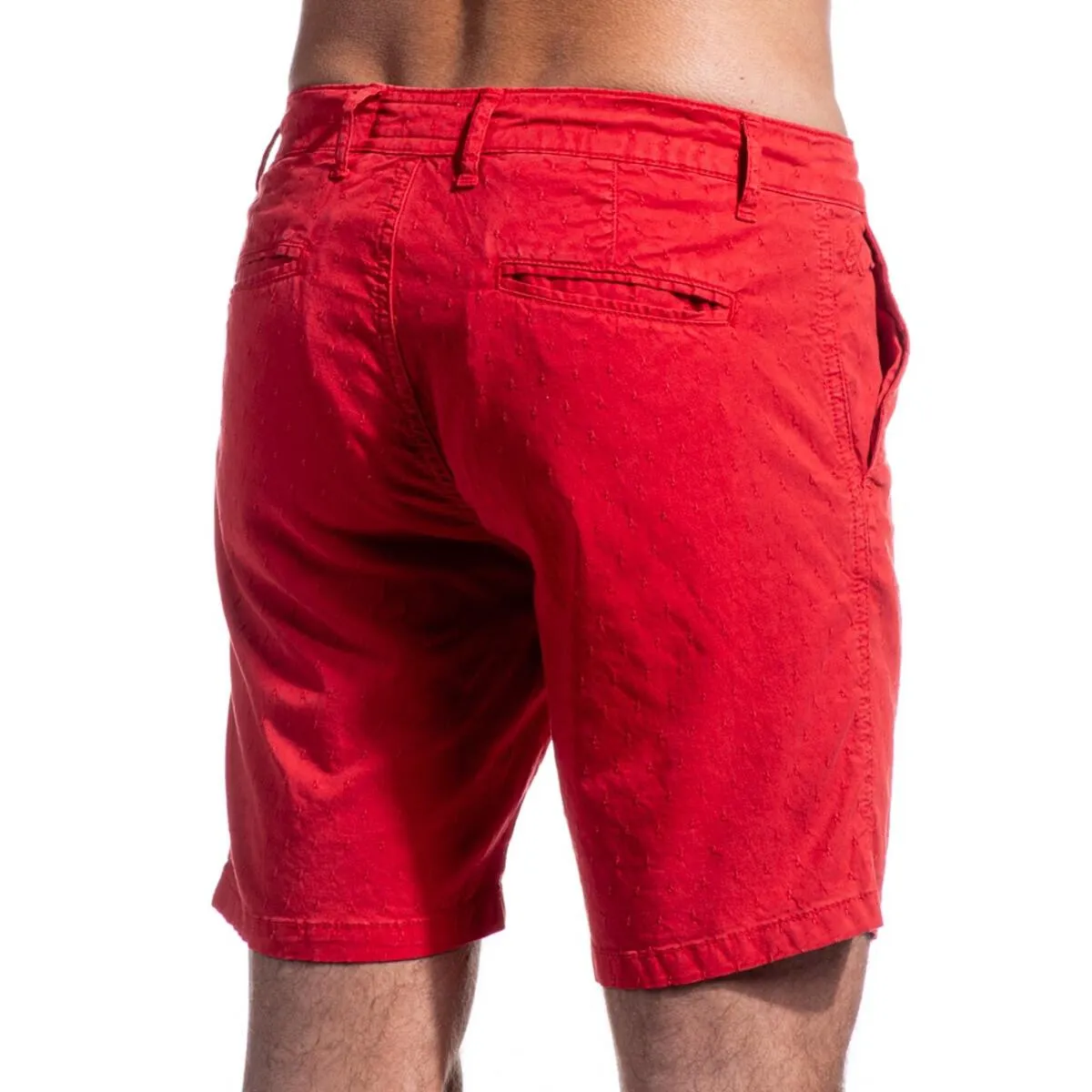 Solid True Red Cotton Shorts by EightX