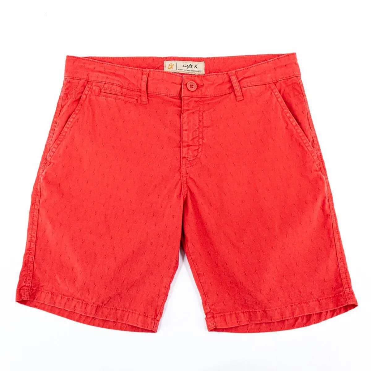 Solid True Red Cotton Shorts by EightX