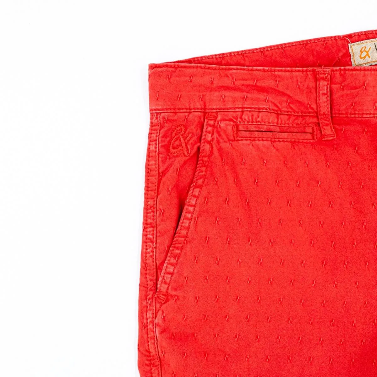 Solid True Red Cotton Shorts by EightX