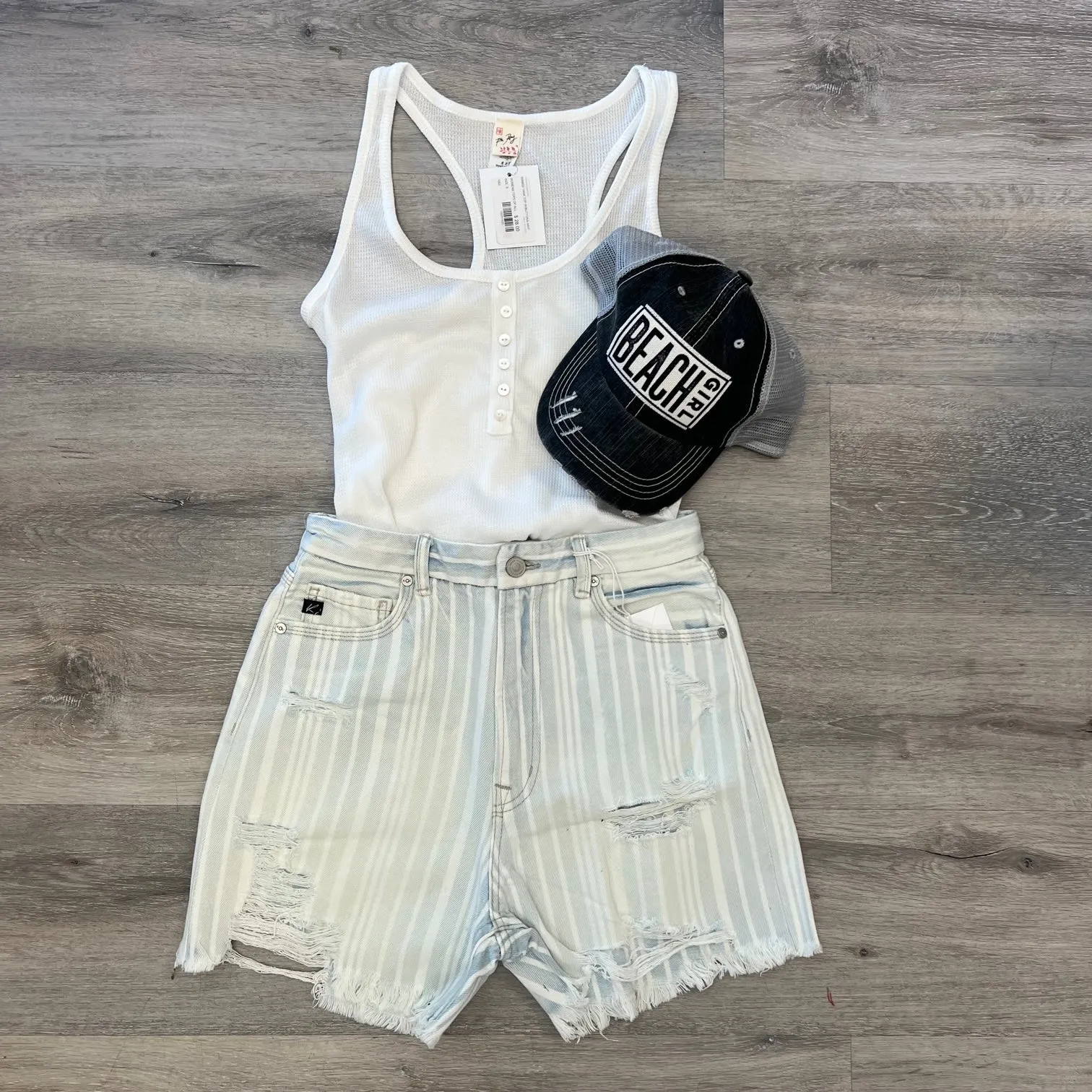 Striped Denim Short
