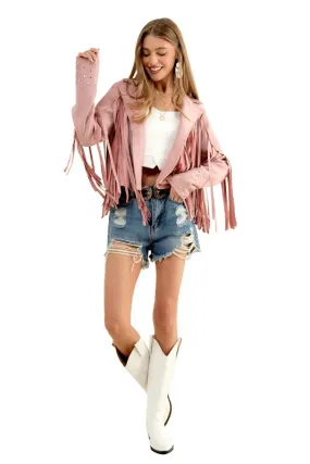 Studded Fringe Open Western Jacket
