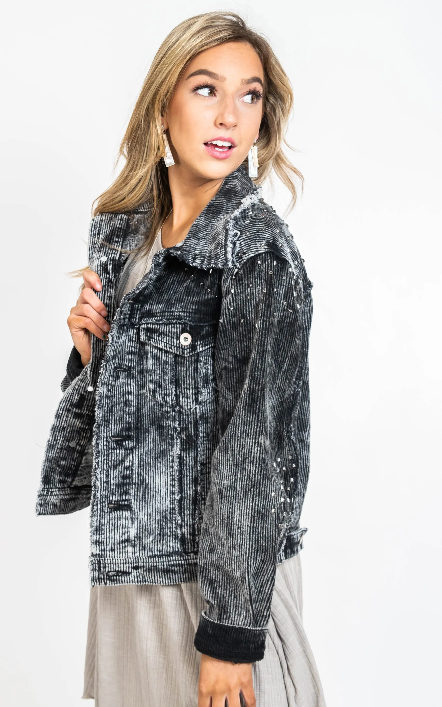 Studded Rock & Roll Corduroy Jacket - POL