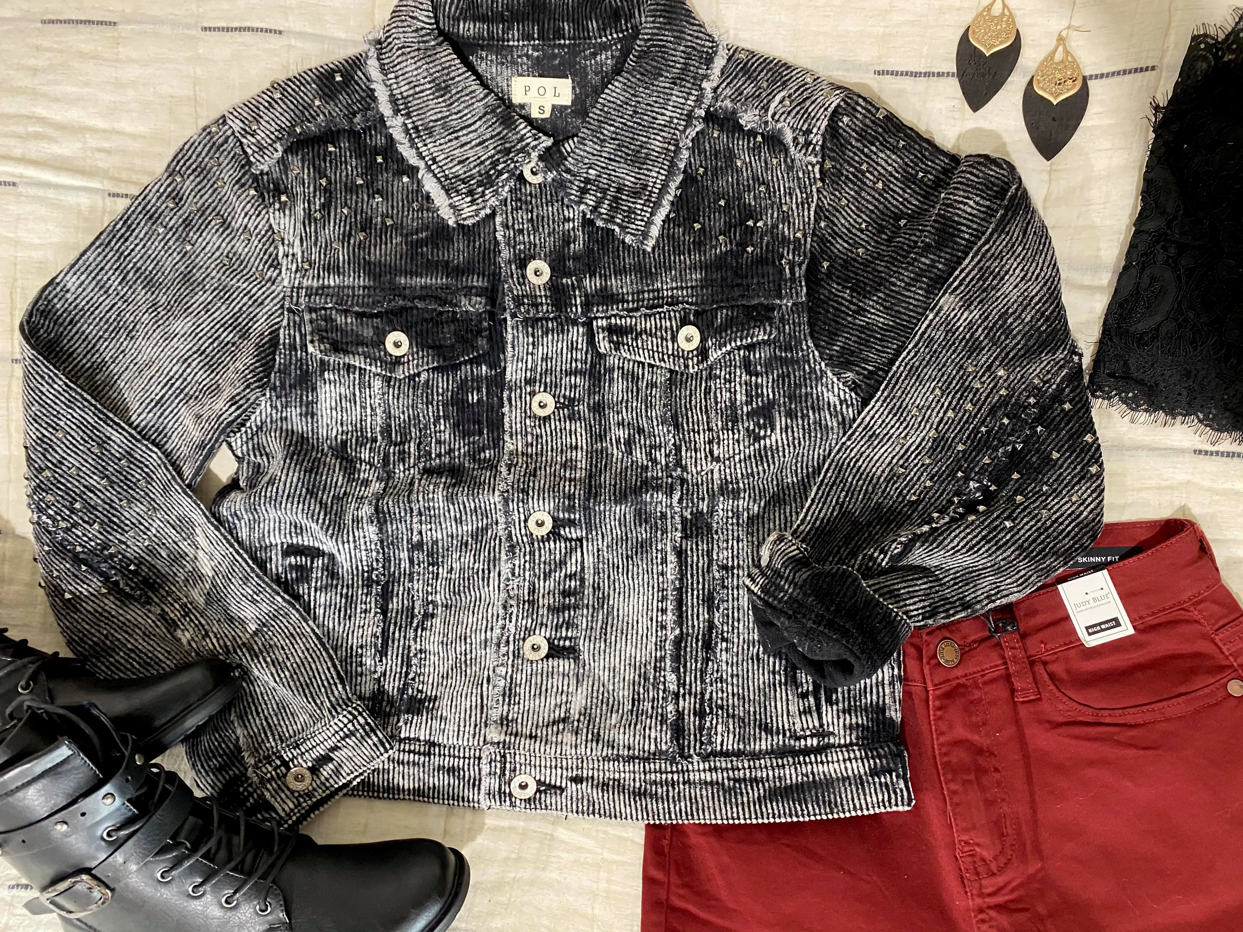 Studded Rock & Roll Corduroy Jacket - POL
