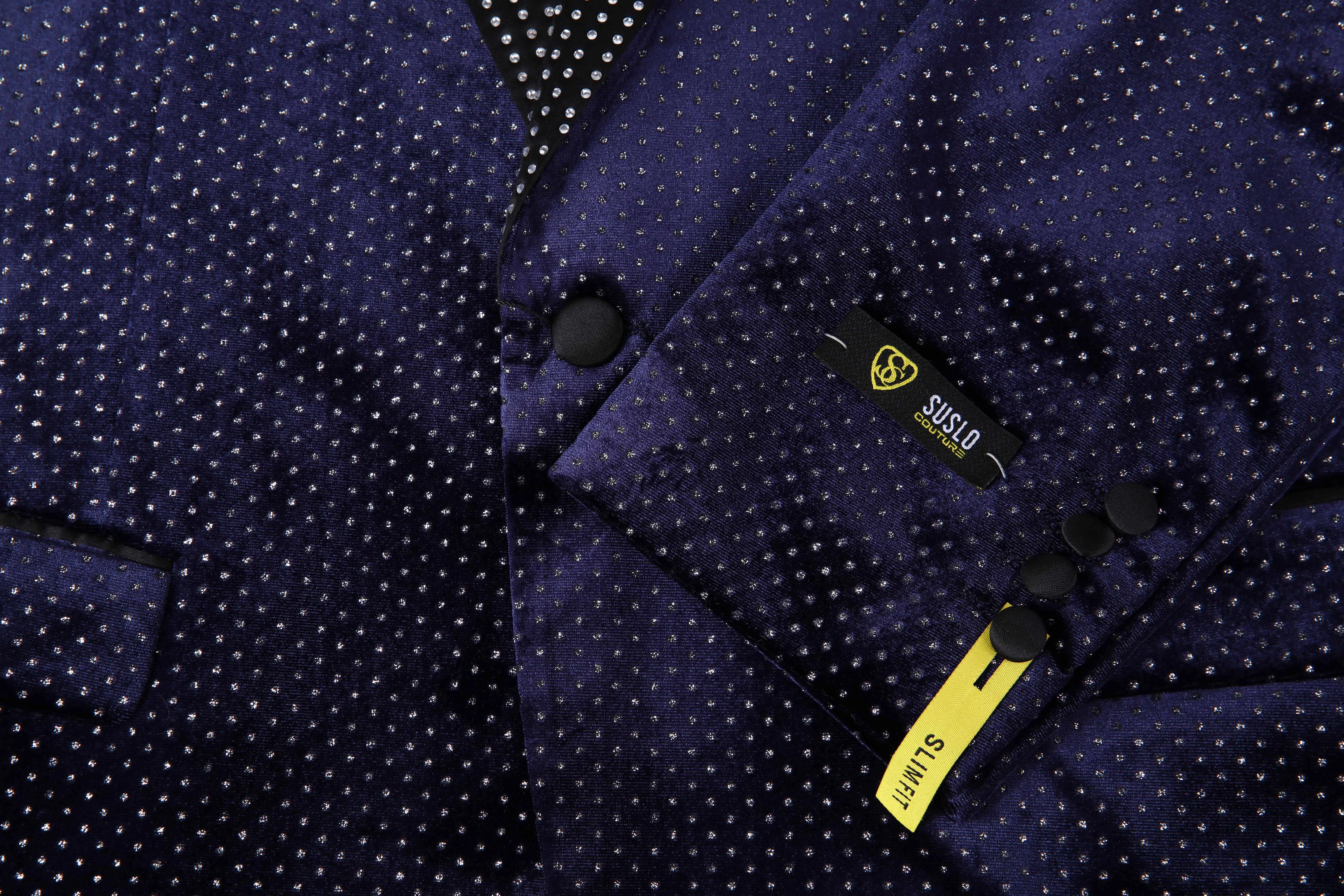 Studded Star Slim Fit Blazer - Navy