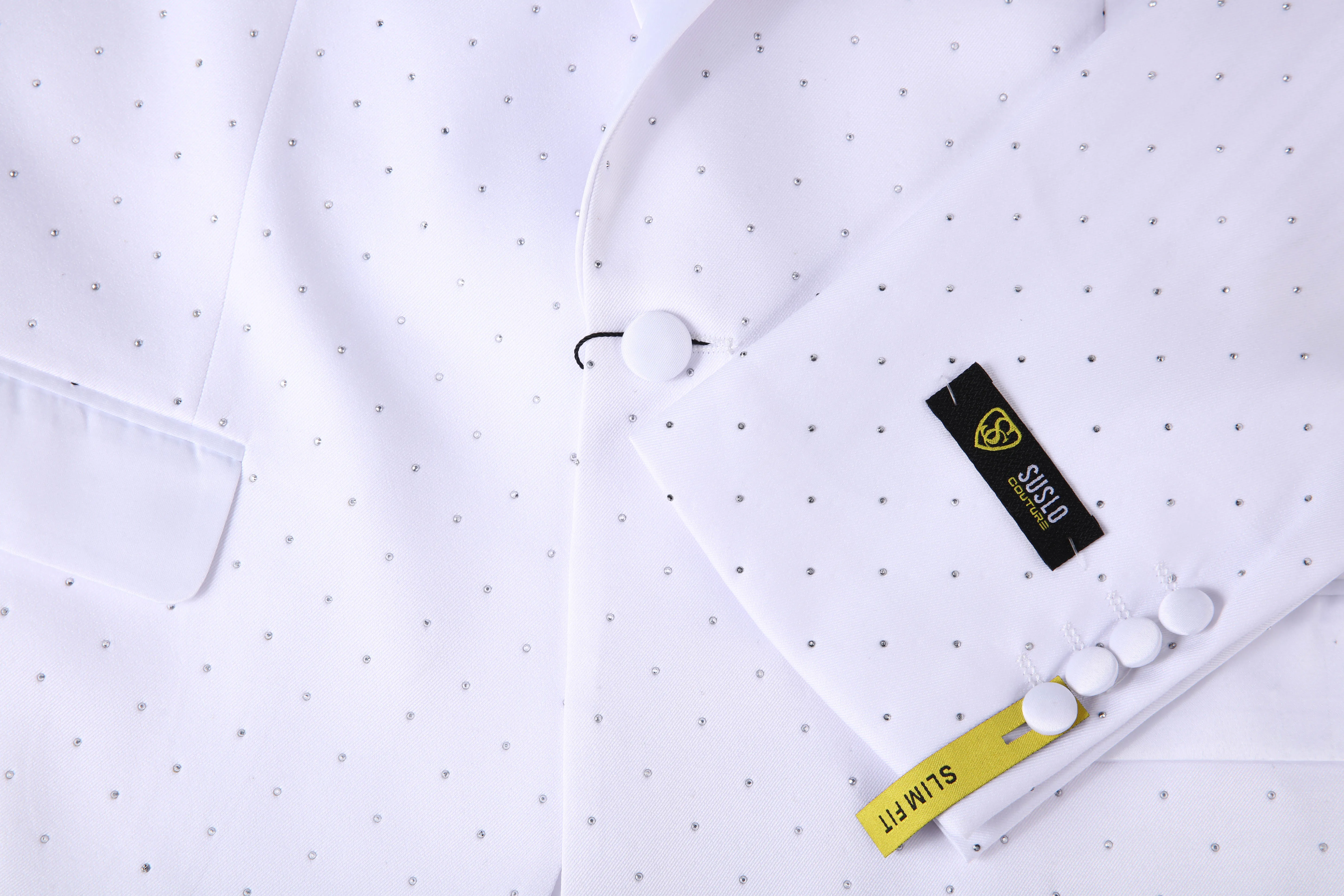 Studded Star Slim Fit Blazer - White