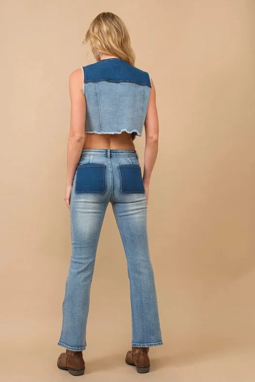 Studded Wash Star Denim Vest