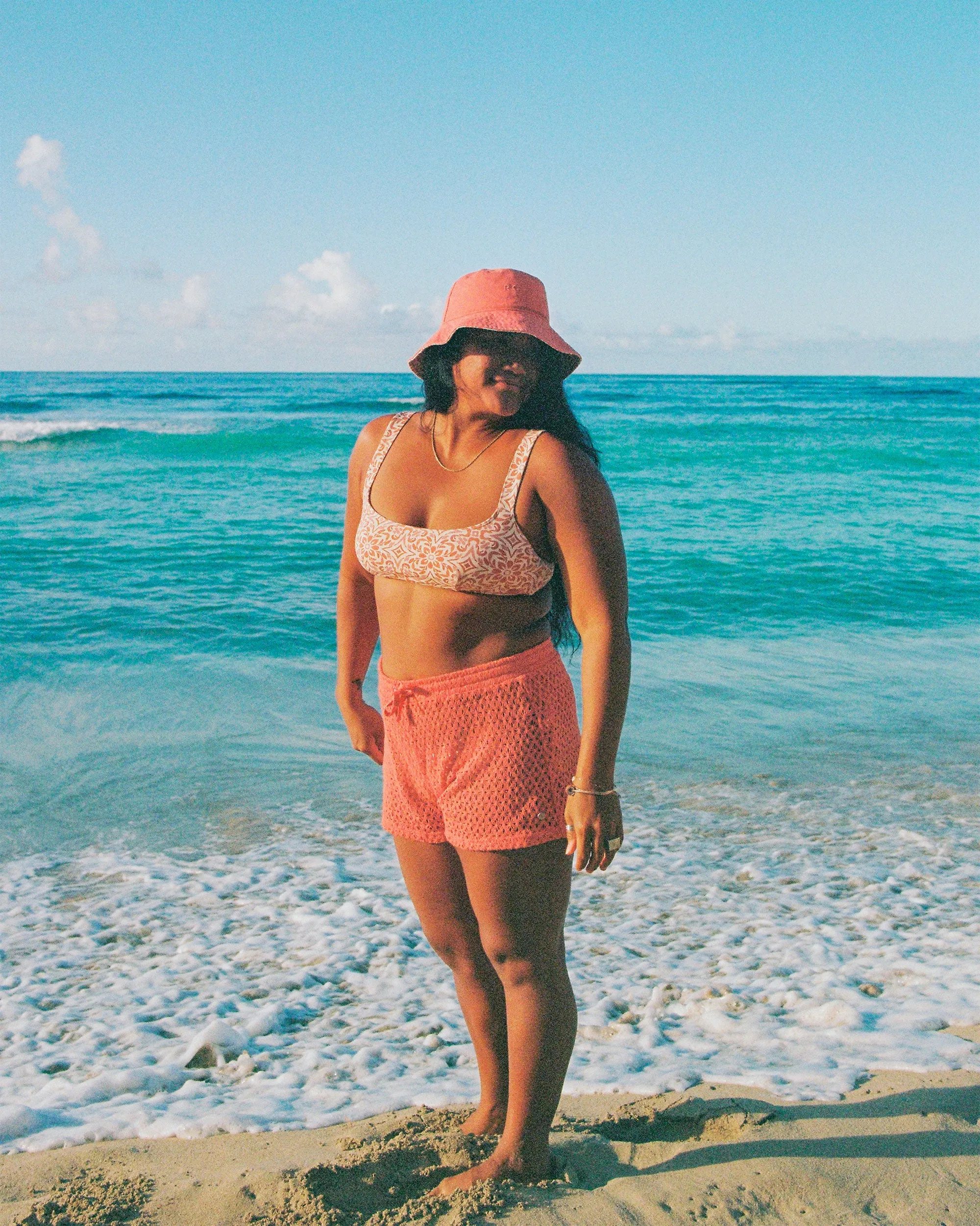 Sunset Riders Crochet Beach Shorts - Apricot Brandy