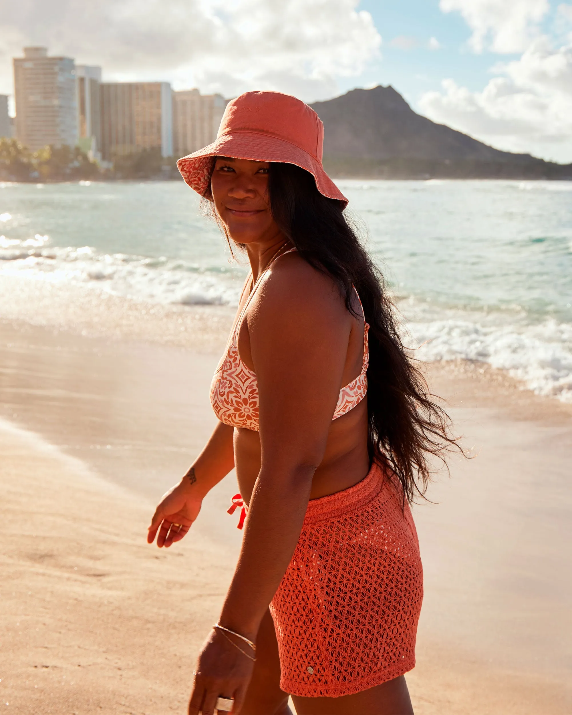 Sunset Riders Crochet Beach Shorts - Apricot Brandy