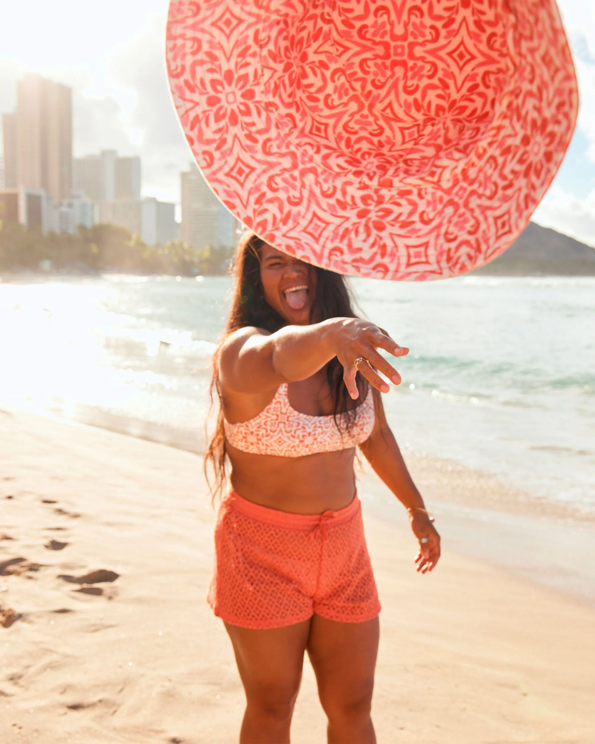 Sunset Riders Crochet Beach Shorts - Apricot Brandy